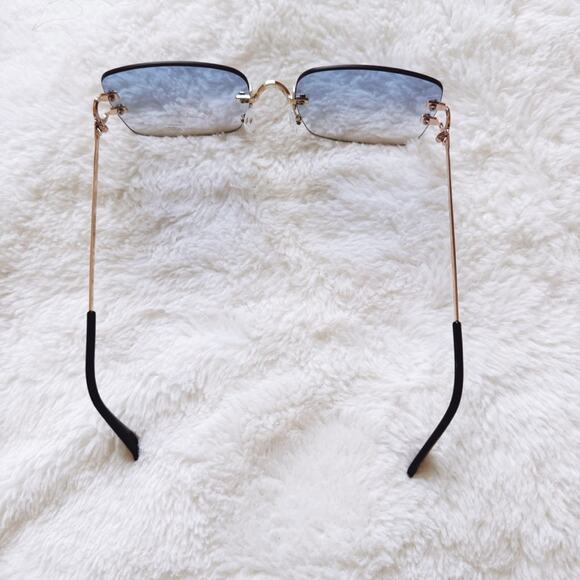 Laurel Clear Blue Rimless Sleek Sunglasses - Picture 8 of 11